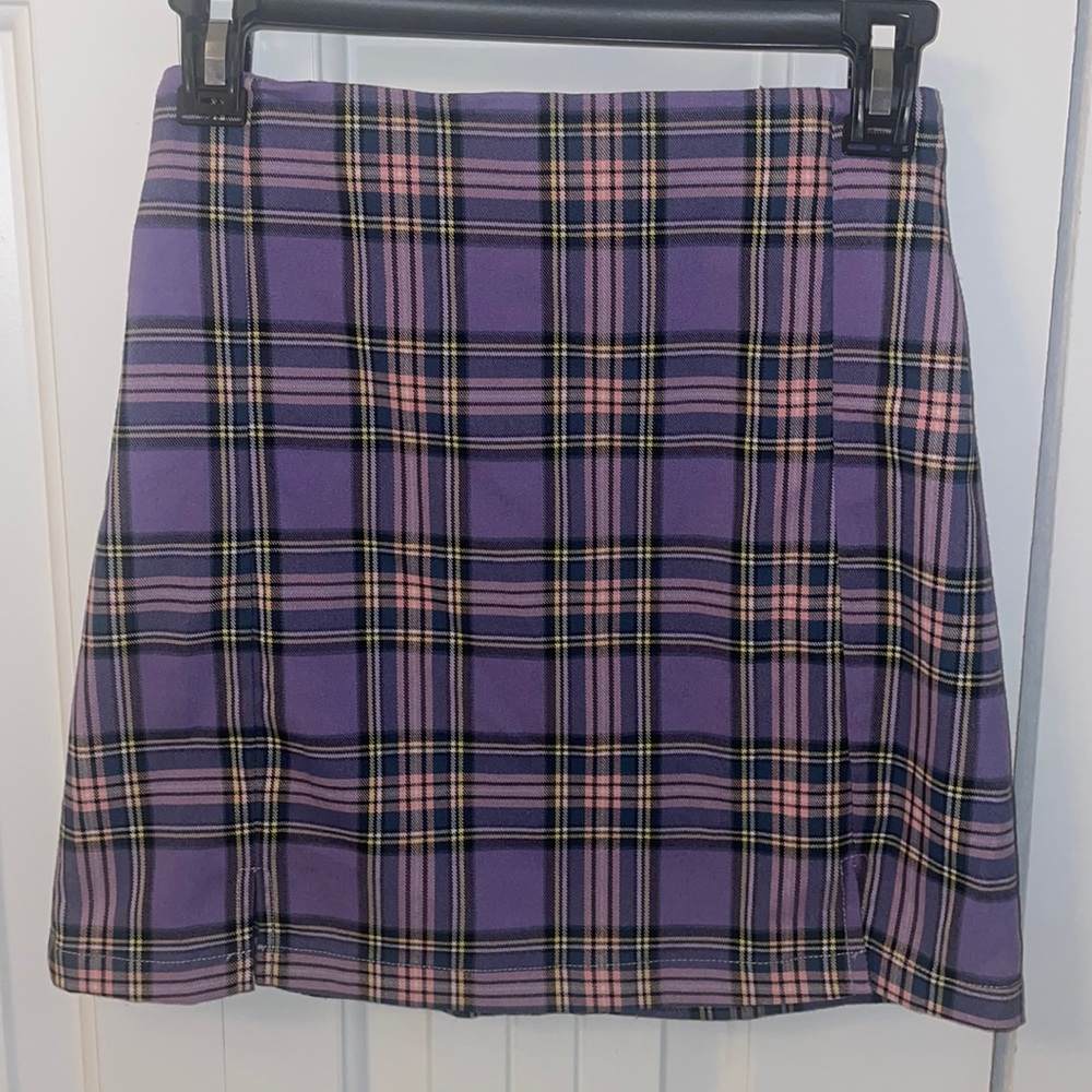 Brandy Melville Size Small Purple Plaid Pencil Skirt